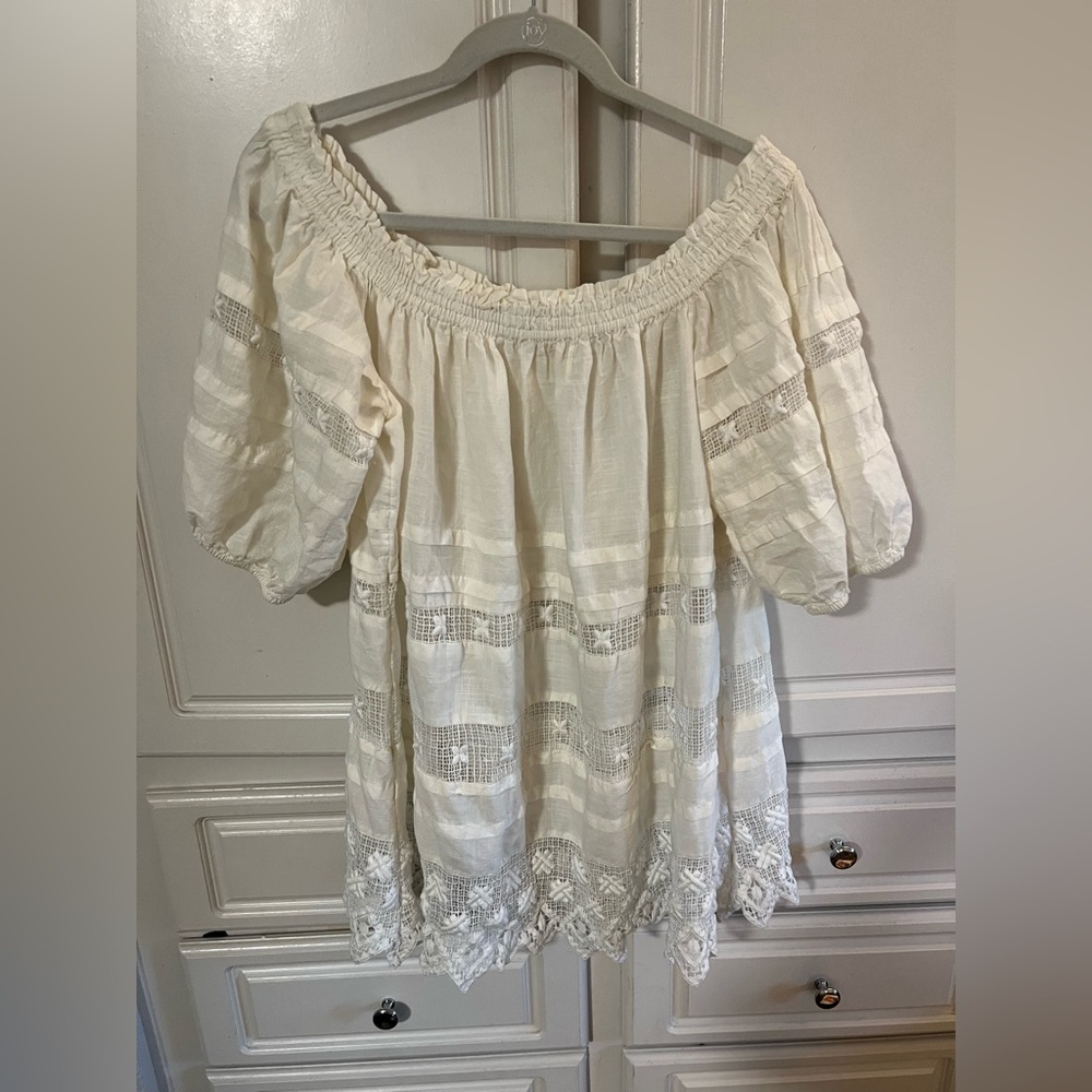 Free People Cream Off-Shoulder Blouse